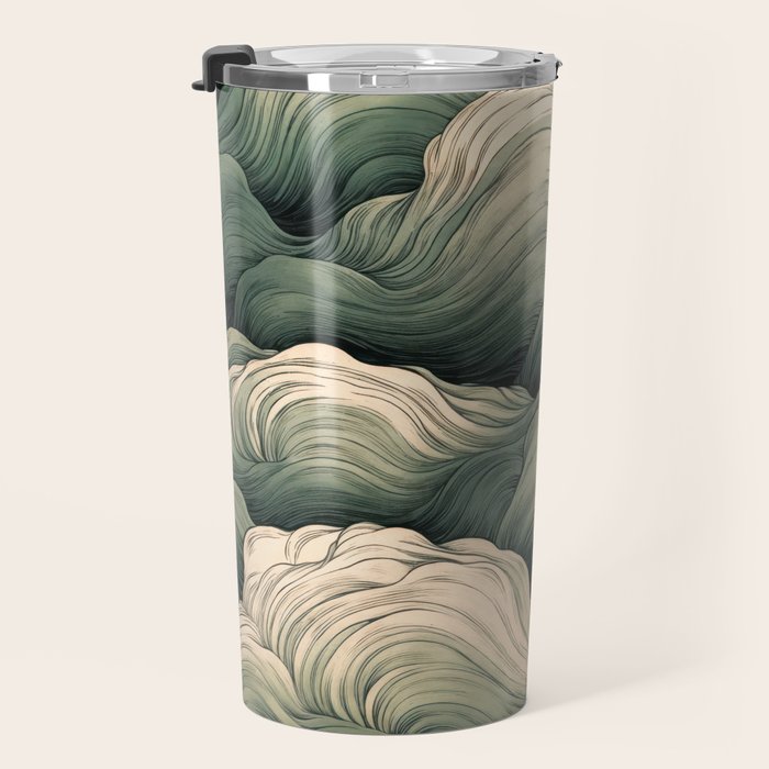 Japanese Painting Wabi Sabi Art Sage Green Decor Japandi Art Minimalist Wall Art Travel Mug Gallery Image 3