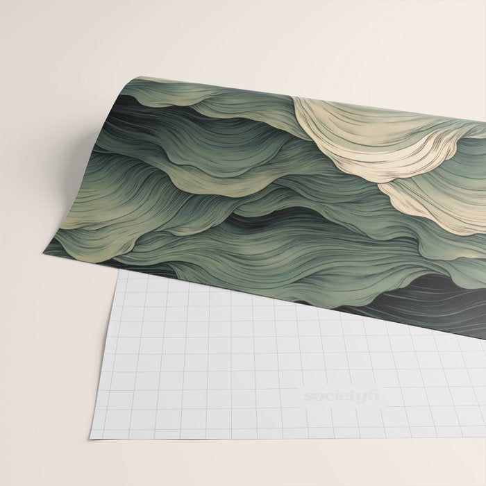 Japanese Painting Wabi Sabi Art Sage Green Decor Japandi Art Minimalist Wall Art Wrapping Paper Gallery Image 2
