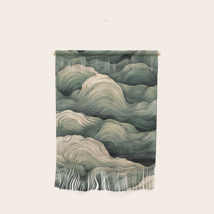 Japanese Painting Wabi Sabi Art Sage Green Decor Japandi Art Minimalist Wall Art Wall Hanging Gallery Image 1
