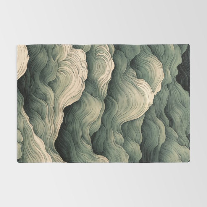Japanese Painting Wabi Sabi Art Sage Green Decor Japandi Art Minimalist Wall Art Rug Gallery Image 2
