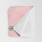 Retro hand drawn cactus plant pattern Throw Blanket Gallery Image 3