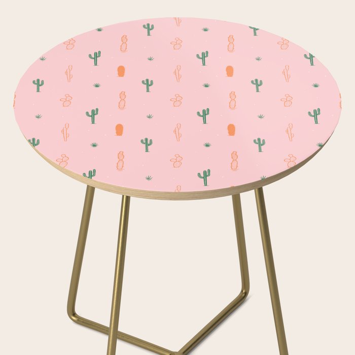 Retro hand drawn cactus plant pattern Side Table Gallery Image 2