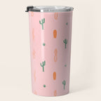 Retro hand drawn cactus plant pattern Travel Mug Gallery Image 3