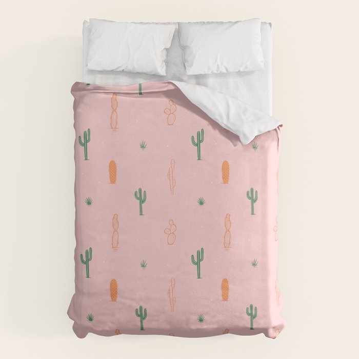 Retro hand drawn cactus plant pattern Duvet Cover Gallery Image 1