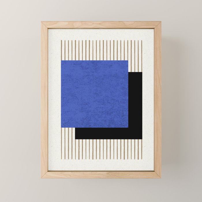 Square Navy Blue Stripes Mini Art Print Gallery Image 1