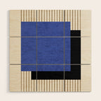 Square Navy Blue Stripes Wood Wall Art Gallery Image 1