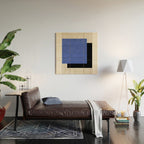 Square Navy Blue Stripes Wood Wall Art Gallery Image 2