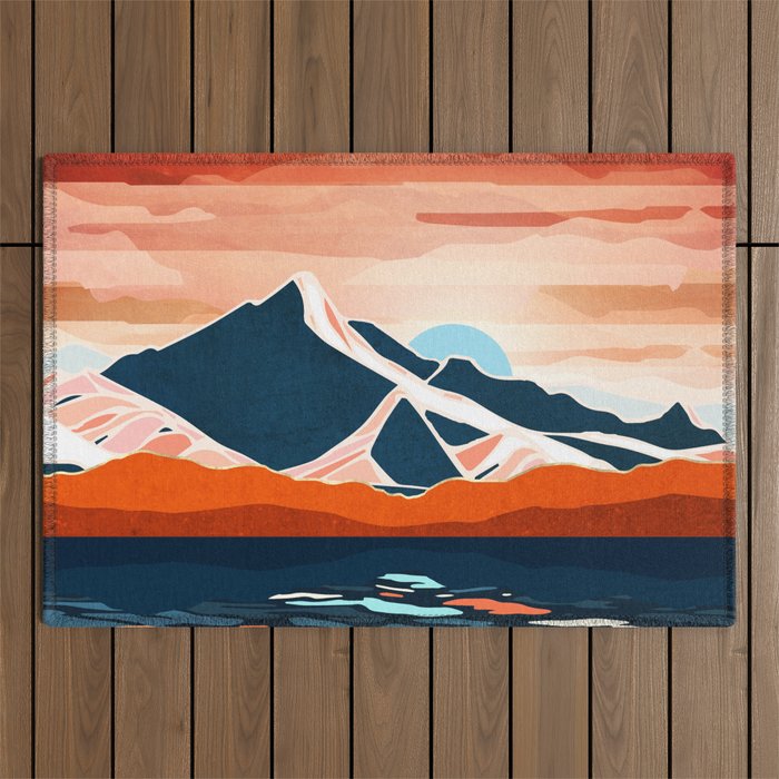 Retro Ocean Sunset Outdoor Rug Gallery Image 1