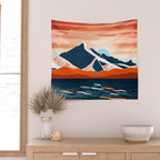 Retro Ocean Sunset Wall Tapestry Gallery Image 2