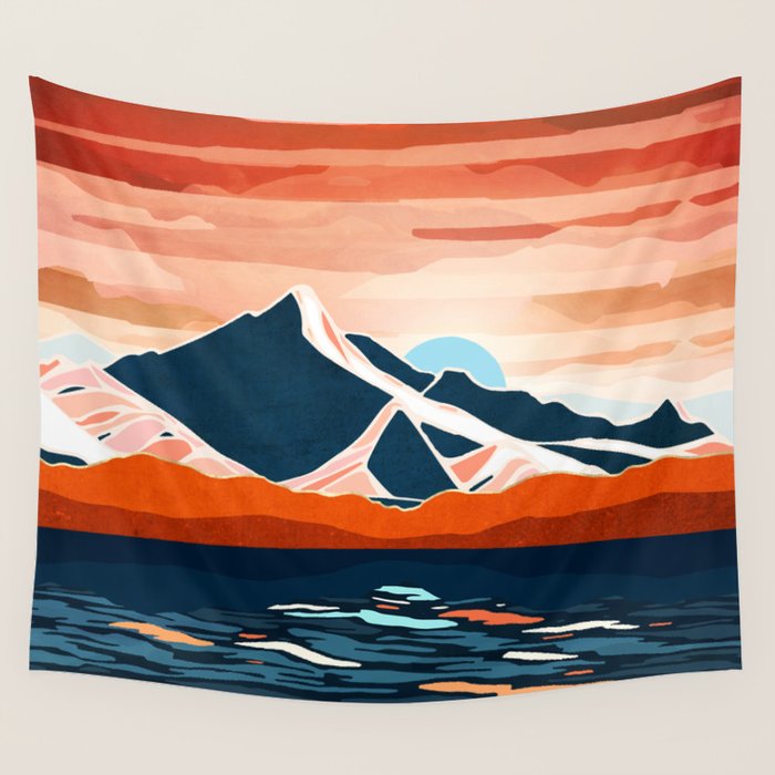 Retro Ocean Sunset Wall Tapestry Gallery Image 1