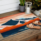 Retro Ocean Sunset Outdoor Rug Gallery Image 2