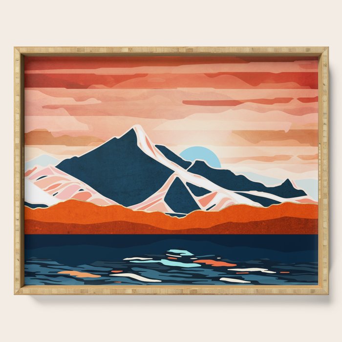 Retro Ocean Sunset Serving Tray Gallery Image 1