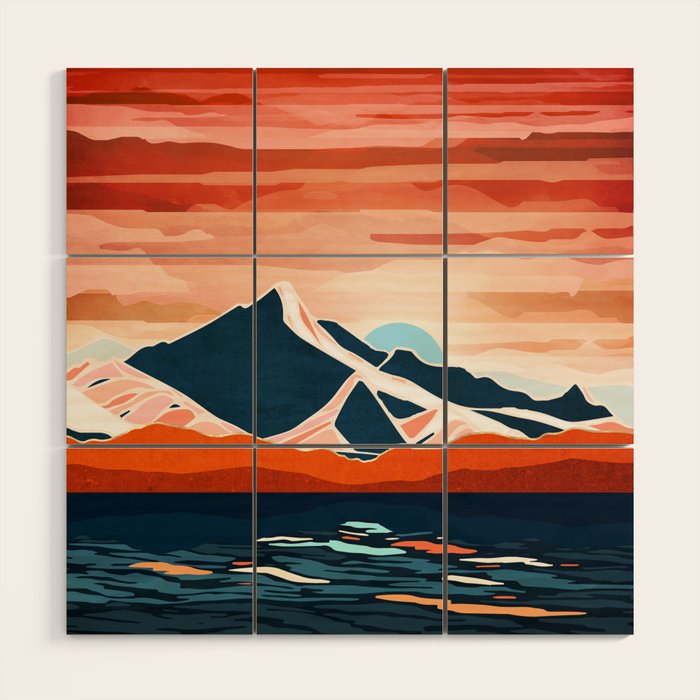 Retro Ocean Sunset Wood Wall Art Gallery Image 1