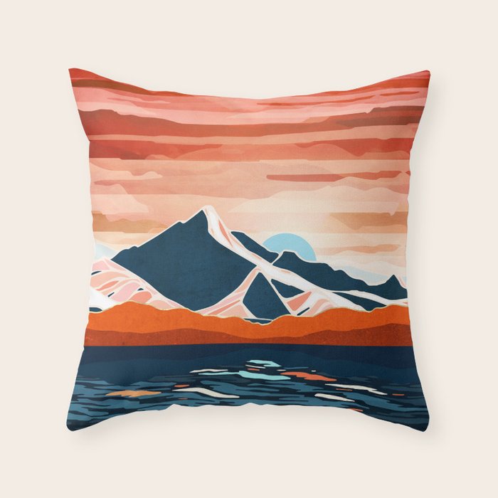 Retro Ocean Sunset Throw Pillow Gallery Image 6