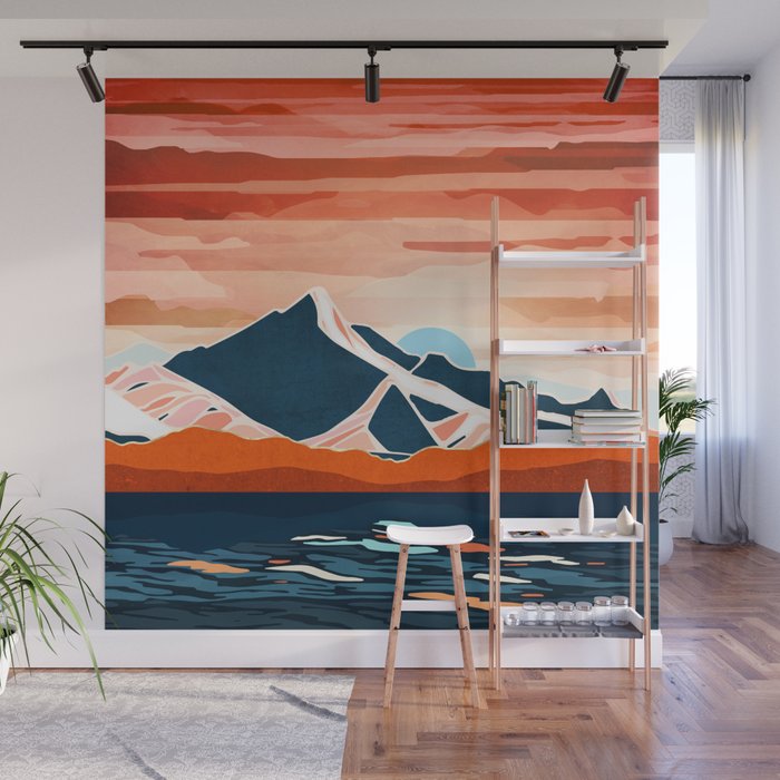 Retro Ocean Sunset Wall Mural Gallery Image 1