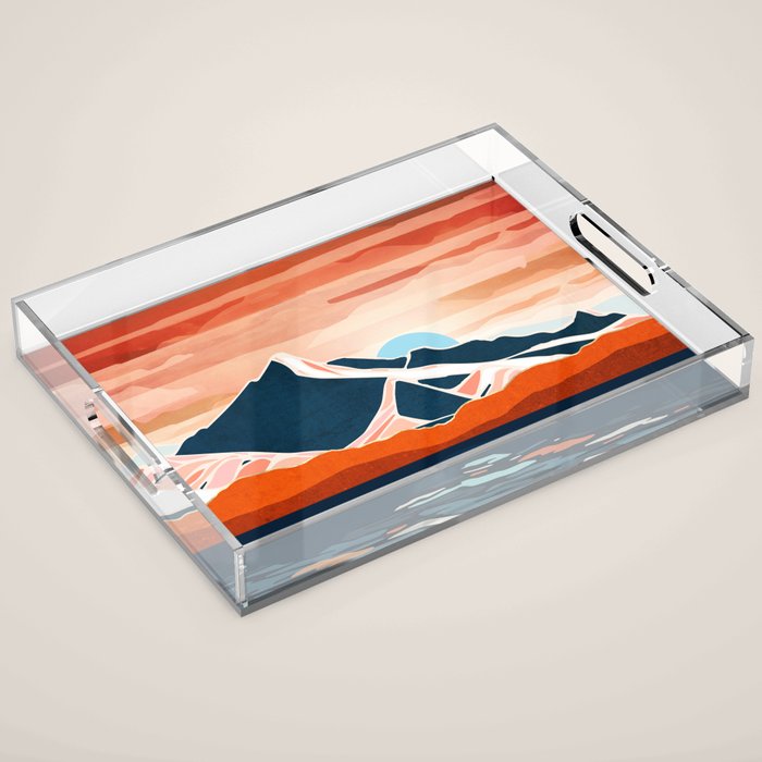Retro Ocean Sunset Acrylic Tray Gallery Image 1