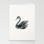 Elegant black white hand painted watercolor swan Stationery Card Gallery Image 2