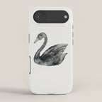 Elegant black white hand painted watercolor swan iPhone Case Gallery Image 2