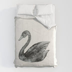 Elegant black white hand painted watercolor swan Comforter Gallery Image 6