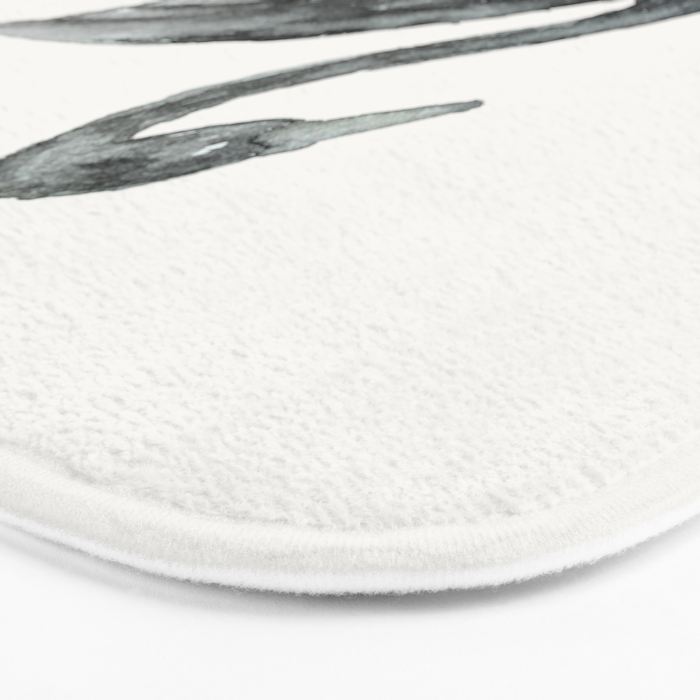 Elegant black white hand painted watercolor swan Bath Mat Gallery Image 3