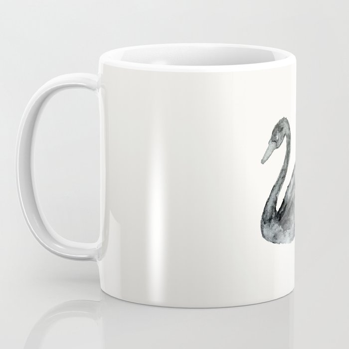 Elegant black white hand painted watercolor swan Coffee Mug Gallery Image 3