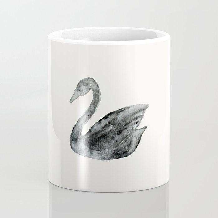 Elegant black white hand painted watercolor swan Coffee Mug Gallery Image 4