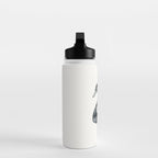 Elegant black white hand painted watercolor swan Water Bottle Gallery Image 3