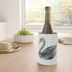 Elegant black white hand painted watercolor swan Wine Chiller Gallery Image 4