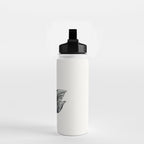 Elegant black white hand painted watercolor swan Water Bottle Gallery Image 2