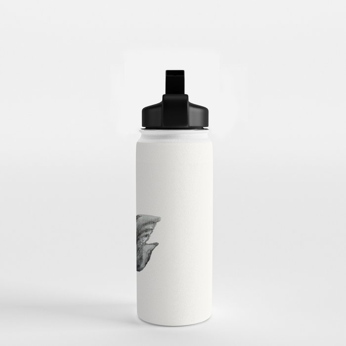 Elegant black white hand painted watercolor swan Water Bottle Gallery Image 2