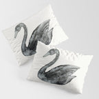 Elegant black white hand painted watercolor swan Pillow Sham Gallery Image 3