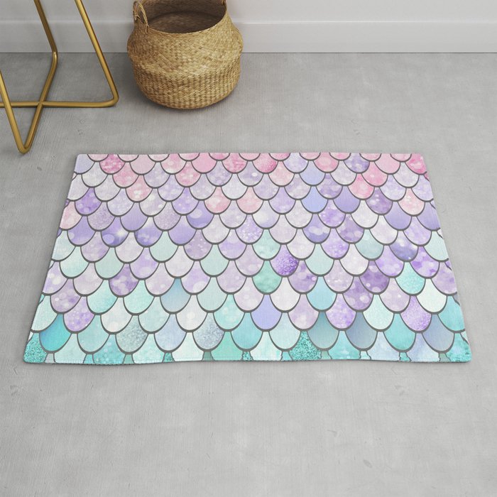 Mermaid Pastel Pink Purple Aqua Teal Rug Gallery Image 1
