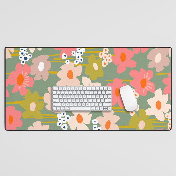 Retro flower pattern 3 Desk Mat Gallery Image 1