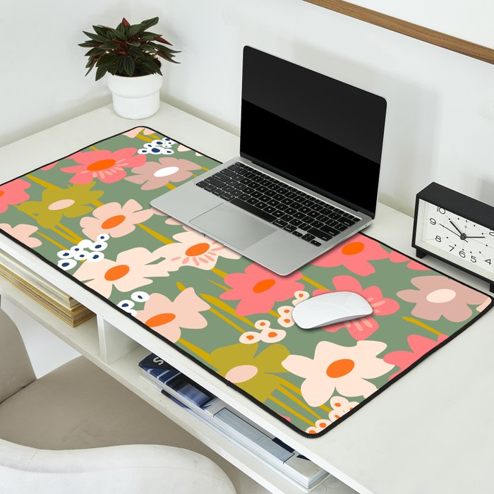 Retro flower pattern 3 Desk Mat Gallery Image 2