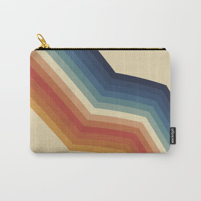 Funky Colorful 70s Rainbow Striped Zig Zag Pattern Blue Orange Hues Carry All Pouch Gallery Image 1