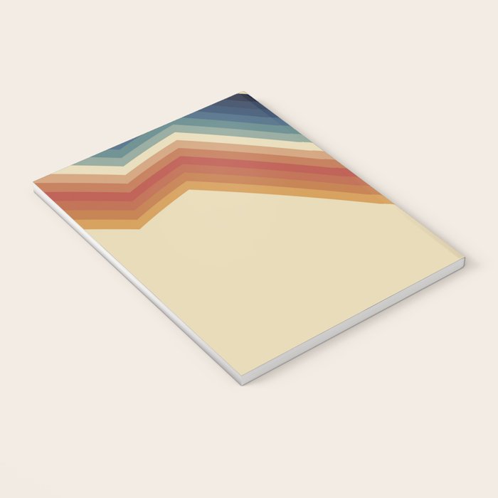 Funky Colorful 70s Rainbow Striped Zig Zag Pattern Blue Orange Hues Notebook Gallery Image 3