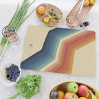 Funky Colorful 70s Rainbow Striped Zig Zag Pattern Blue Orange Hues Cutting Board Gallery Image 2