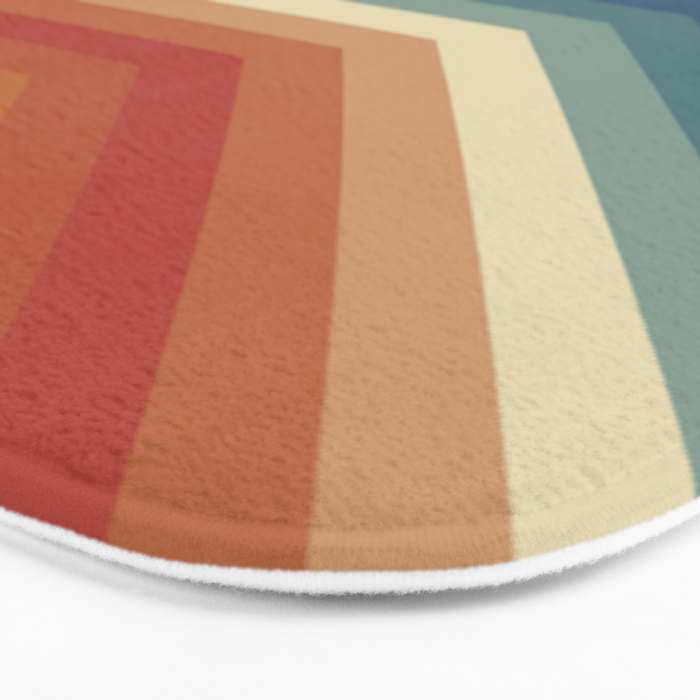 Funky Colorful 70s Rainbow Striped Zig Zag Pattern Blue Orange Hues Bath Mat Gallery Image 3