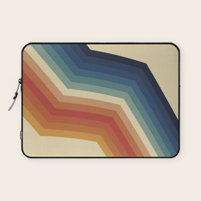 Funky Colorful 70s Rainbow Striped Zig Zag Pattern Blue Orange Hues Laptop Sleeve Gallery Image 1