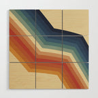 Funky Colorful 70s Rainbow Striped Zig Zag Pattern Blue Orange Hues Wood Wall Art Gallery Image 1
