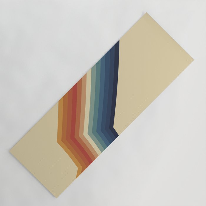 Funky Colorful 70s Rainbow Striped Zig Zag Pattern Blue Orange Hues Yoga Mat Gallery Image 1