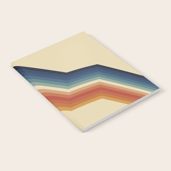 Funky Colorful 70s Rainbow Striped Zig Zag Pattern Blue Orange Hues Notebook Gallery Image 1