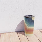 Funky Colorful 70s Rainbow Striped Zig Zag Pattern Blue Orange Hues Travel Mug Gallery Image 4