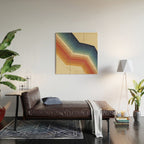 Funky Colorful 70s Rainbow Striped Zig Zag Pattern Blue Orange Hues Wood Wall Art Gallery Image 2