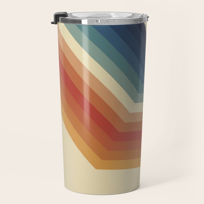 Funky Colorful 70s Rainbow Striped Zig Zag Pattern Blue Orange Hues Travel Mug Gallery Image 3