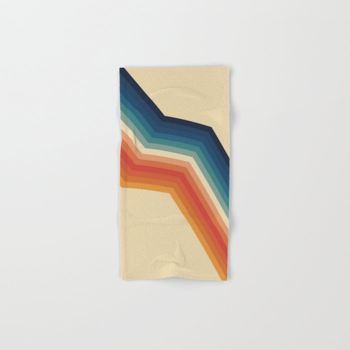 Funky Colorful 70s Rainbow Striped Zig Zag Pattern Blue Orange Hues Towels Gallery Image 1