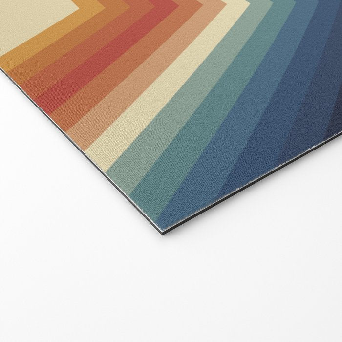 Funky Colorful 70s Rainbow Striped Zig Zag Pattern Blue Orange Hues Welcome Mat Gallery Image 2