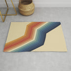 Funky Colorful 70s Rainbow Striped Zig Zag Pattern Blue Orange Hues Rug Gallery Image 1
