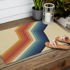 Funky Colorful 70s Rainbow Striped Zig Zag Pattern Blue Orange Hues Outdoor Rug Gallery Image 2