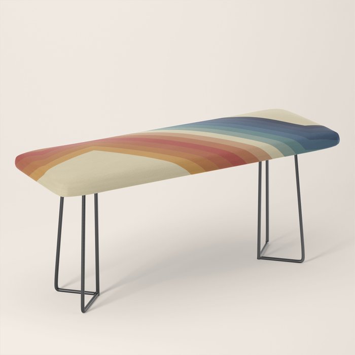 Funky Colorful 70s Rainbow Striped Zig Zag Pattern Blue Orange Hues Bench Gallery Image 1